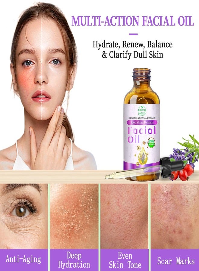 MMPANG Organic Face Oil with Lavender, Rosehip, Frankincense, Pomegranate & Vitamin E - USDA Certified Cold Pressed 100% Natural Anti-Aging Facial Oil for Moisturizing, Brightening - 1oz / 30ml - Image 2